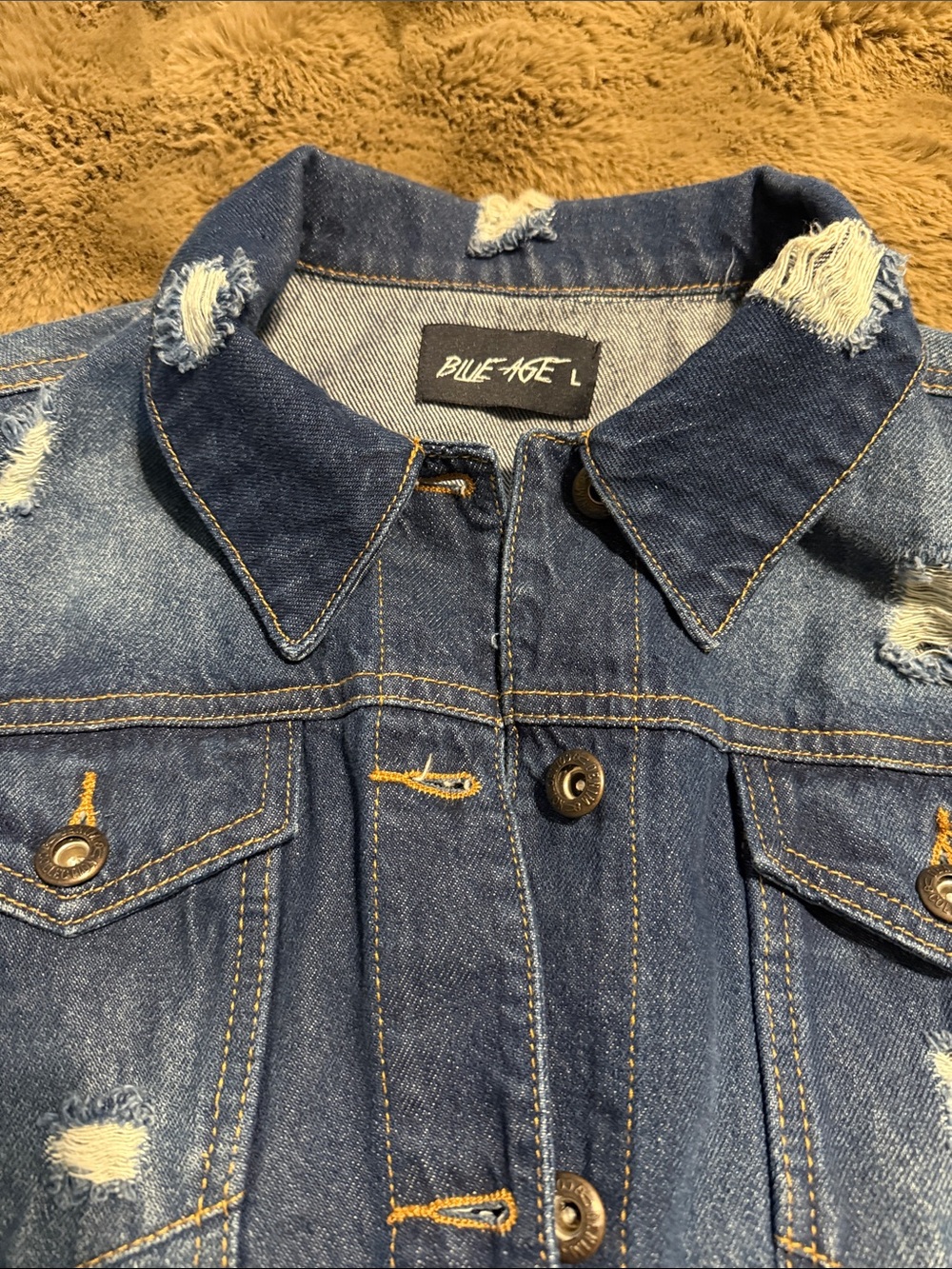 Blue Distressed Denim Jacket - Pale Ride - Picture 4 of 4